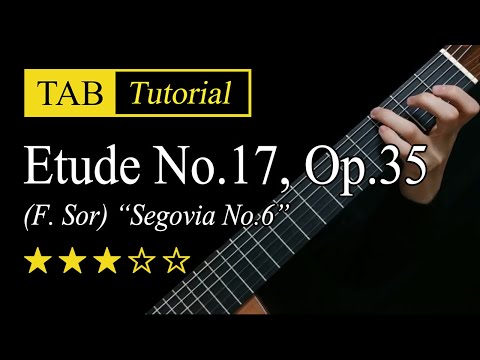 Sor Etude No.17, Op.35 (Segovia No.6) - Guitar Lesson + TAB