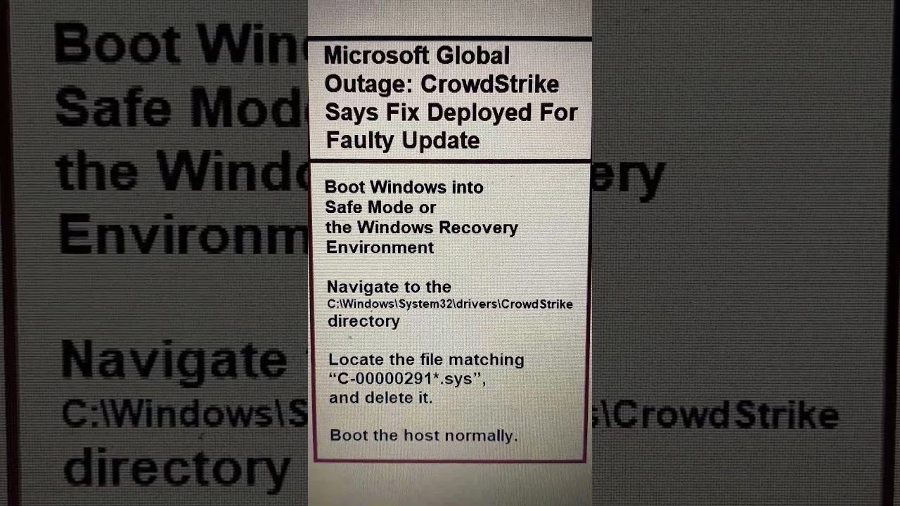 Microsoft global outage crowdstrike says fix deployed for faulty update | windows issue | Microsoft
