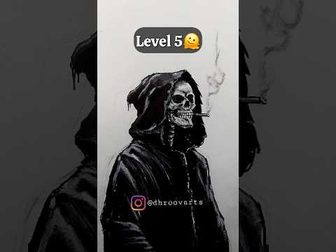 Drawing Skull in Different Level 😱💀 #shorts