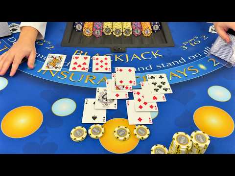 AMAZING BLACKJACK SPLIT BETS & HUGE DOUBLE DOWN BETS IN LUCKY $1,000,000 BUY IN BLACKJACK WIN!
