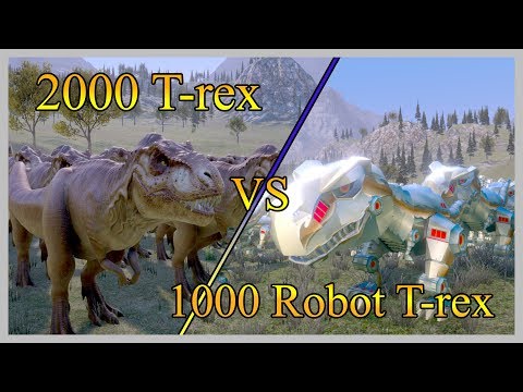 2000 T-rex vs 1 1000 Robotic T-rex -  Dinosaurs Battle -  Ultimate Epic Battle Simulator