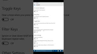 How to turn on  filter keys in window 10