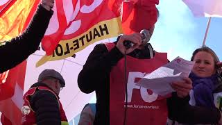 Retraites : Prise de parole de l'intersyndicale lors de la 8e manifestation Puy-en-Velay le 15/03/23
