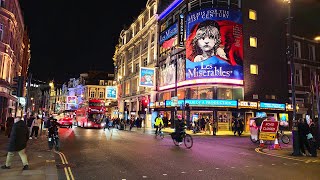 Walking at Night In London | 4K Walking Tour Travel Video | England, UK 🇬🇧