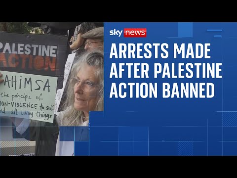 Police arrest protesters on suspicion of terror offences after Palestine Action banned