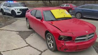Driver takes off with parking services device on windshield, crashes car