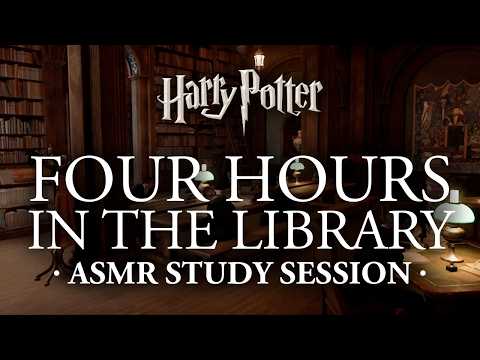 STUDY 4 Hours in the HOGWARTS LIBRARY ✍️ Harry Potter ASMR, 50-10 Pomodoro & Motivational Ambience
