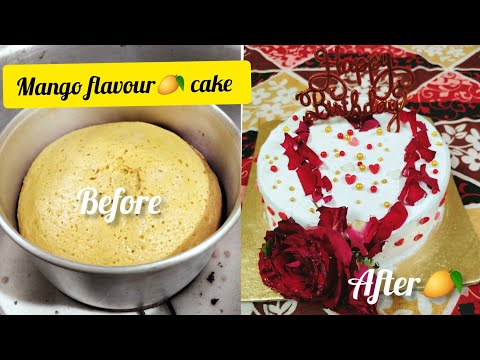 Mango flavour cake🥭🥭 decoration ||cake making  #cakedesign #decoration #swastika'scakecreation