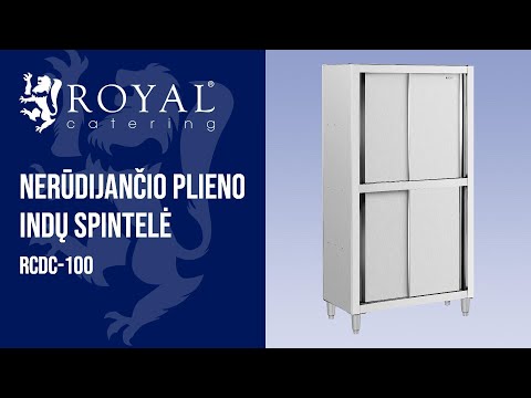 vaizdo įrašas - Nerūdijančio plieno indų spintelė - 1000 x 500 x 1800 mm - „Royal Catering“