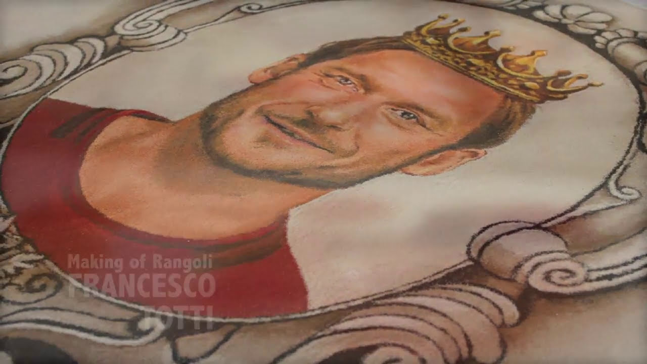 portrait rangoli of francesco totti by hemali vadalia