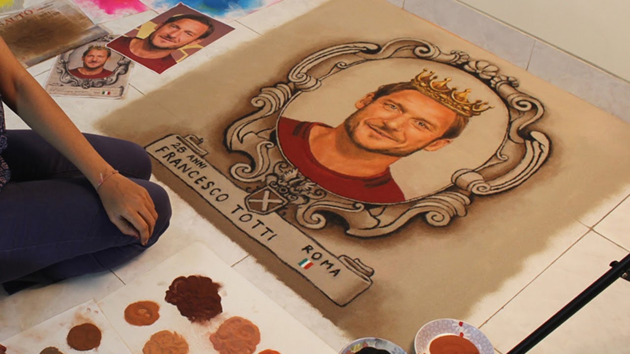 Portrait rangoli of francesco totti by hemali vadalia