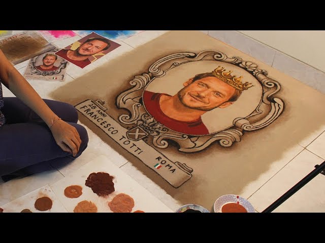 Portrait rangoli of francesco totti by hemali vadalia