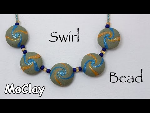 DIY How to make a Swirl bead - Wave necklace - Polymer clay tutorial