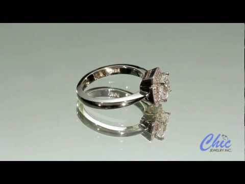 Gorgeous engagement ring set with a high quality Asscher cut in Platinum- Item P8003