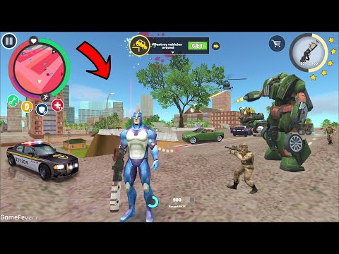 Rope Hero Vice Town - (Rope Hero Fight Giant Robot Car Police) car robot frozen with ice - HD