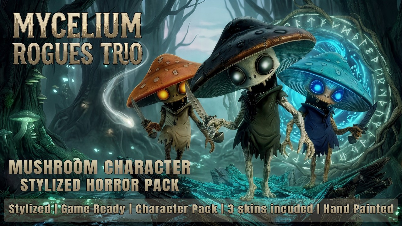 Stylized Mushroom Character Pack | Game Ready Fantasy Creatures | UE5 & Unity