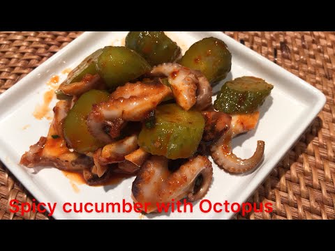 [FOOD] How to make Korean style seasoned spicy cucumber with baby octopus (Oi muchim 오이 무침)