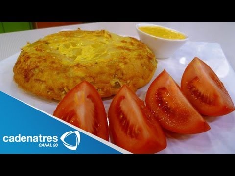 Tortilla española con alioli de azafrán