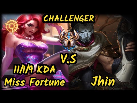 XDSMILEY (MISS FORTUNE) vs JHIN - 11/1/9 KDA BOTTOM ADC CHALLENGER GAMEPLAY - EUW