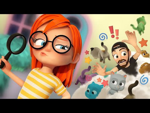 CAT DETECTiVE the CARTOON!!  Adley & Dad help Granny Mom! Finding Lost Cats and Digital Roblox pets!