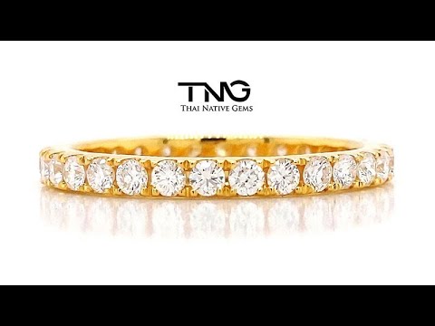 Pavé Diamond Eternity 18K Yellow Gold Wedding Ring