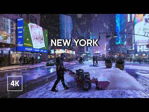 New York City Winter Wonderland: Midtown Snow Walk 4K