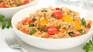 20 Minute Italian Sausage & Rice Skillet | Quick + Easy Weeknight Dinner Recipes