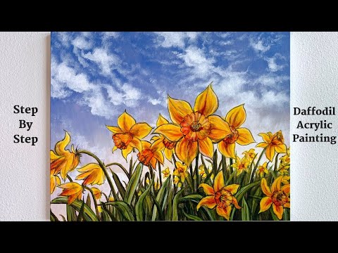 Daffodils Landscape STEP by STEP Acrylic Painting (ColorByFeliks)