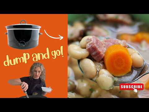 Slow Cooker Ham and White Bean Soup | Set it and forget it!
