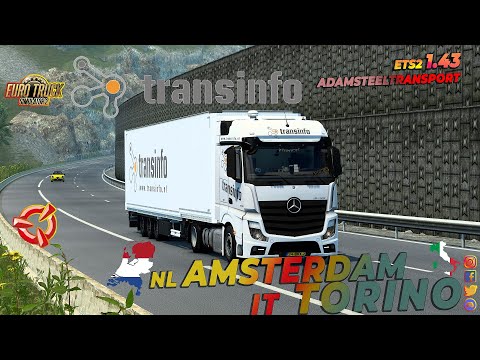 ETS2 1.43 - ACTROS MP4 1845 - Transİnfo NL - TALSON TGG MEGA - Amsterdam-Torino - 1192 km - 24.935kg