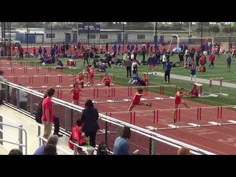 JVG 100m Hurdles vs Servite & Rosary 3-7-18 - Los Alamitos Girls
