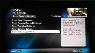 How to reset your DStv decoder to factory default settings