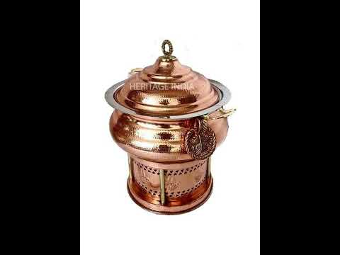 Copper handi hammered chafing dish 6 litre