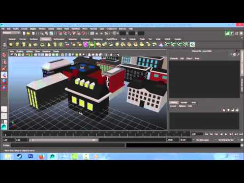 Low poly city isometric modeling