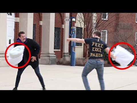 Pillow Fights With Strangers Prank!