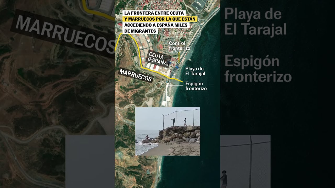 El mapa de la frontera de Ceuta por la que están accediendo los migrantes #shorts