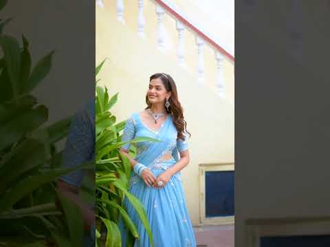 Sky Blue Elegant Faux Georgette Lehenga with Multi-Sequins & Embroidery Work | Semi-Stitched Lehenga with Matching Blouse & Lace Dupatta