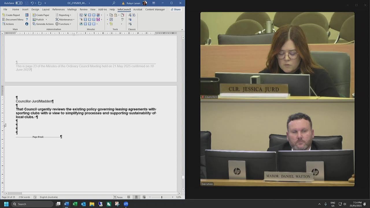 Cessnock City Council Meeting  21st May 2025