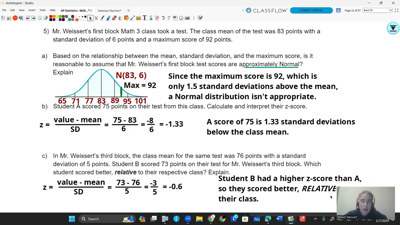AP Statistics - Midterm Review - Chapter 2 - Normal Distributions