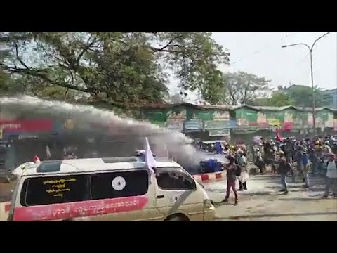 Water cannon and tear gas hit Myanmar protesters