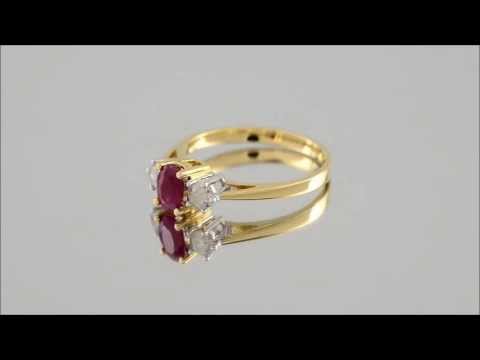 18ct Gold Diamond And Ruby Trilogy Ring - D3028
