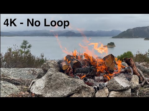 Real Campfire in Stunning 4K – No Loop No AI. Norwegian Fjord Authentic ASMR Fire & Nature Sounds