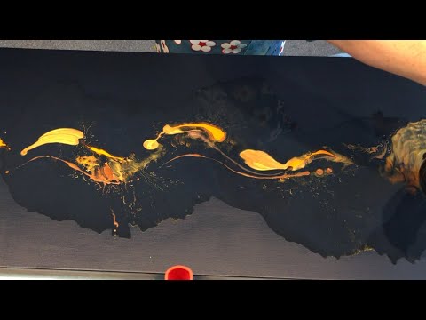 Amazing 2 meter canvas acrylic fluid blow out and swipe creation must see