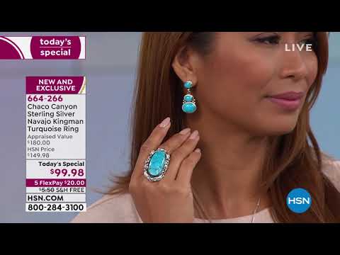 Chaco Canyon Sterling Silver Navajo Kingman Turquoise Ri...