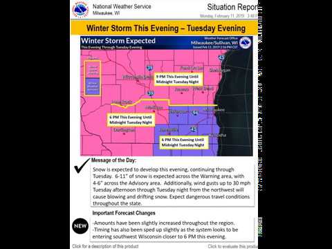 Winter Storm In Southern Wisconsin Tonight Into Tuesday Night