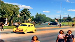 California 1930s in color,  San Pedro, Olympic Blvd [60fps, Remastered] w/sound design added