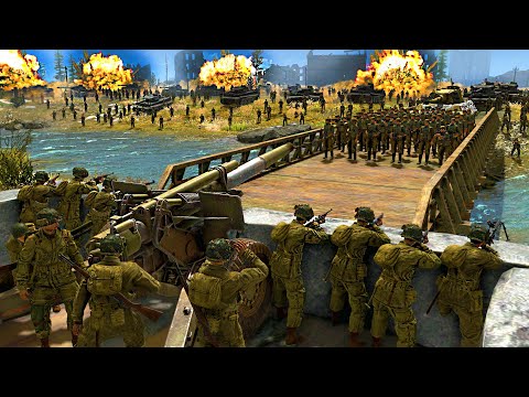 Can Noob WW2 US Army Hold BRIDGE SIEGE vs 4 Elite Pro-German Army INVASION! - Gates of Hell