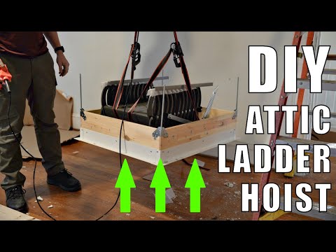 I installed an attic ladder solo using an electric hoist