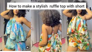 DIY : How to Cut & Sew a Stylish Backless Bubble Top with Shorts | Easy Sewing Tutorial