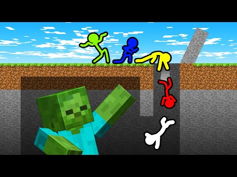Stickman VS Minecraft: Giant Zombie Secret Room - AVM Shorts Animation